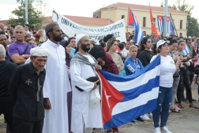 Convocados por CTC, espirituanos desfilaron solidarios con Palestina