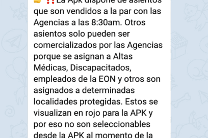 EN 500 CARACTERES: Aclaración de Viajando, tomada en Telegram