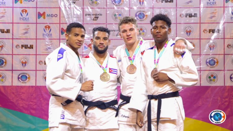 Podio de los 73 kilogramos en el Open de Varadero 2024. Foto: Confederación Panamericana de Judo