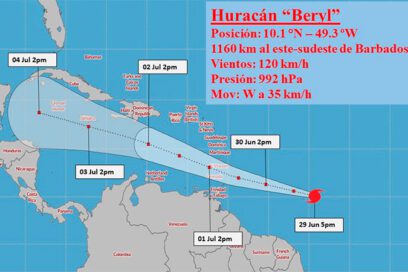 Huracán Beryl se aproxima a las Antillas Menores