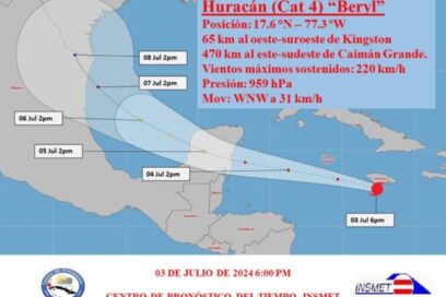 Beryl cruza muy próximo a la costa sur de Jamaica