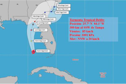 Tormenta tropical Debby se intensifica ligeramente en el golfo de México