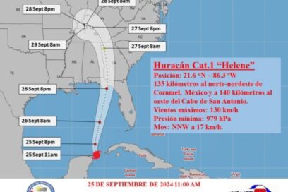 Helene se convierte en huracán sobre el canal de Yucatán