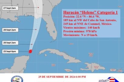 AVISO 6: Helene se intensifica ligeramente sobre el Golfo de México