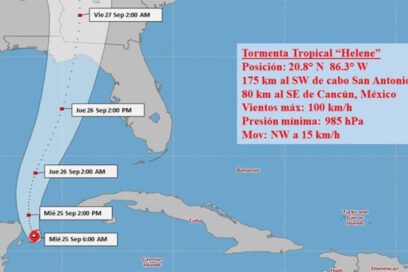 Aviso de ciclón tropical No.4.: Helene próximo al canal de Yucatán