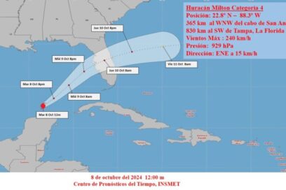AVISO 7 (12 m): Milton se desplaza al este nordeste