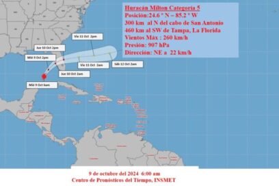 AVISO 9 (6 a.m.): Milton en Golfo de México