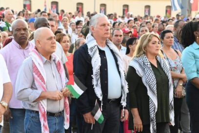 Presidente cubano asistió al acto Solidaridad con Pueblo Palestino en Sancti Spíritus