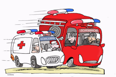 EN 500 CARACTERES ambulancias y bomberos rotulados al revés