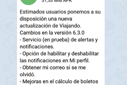 EN 500 CARACTERES Hay nueva versión de APK Viajando
