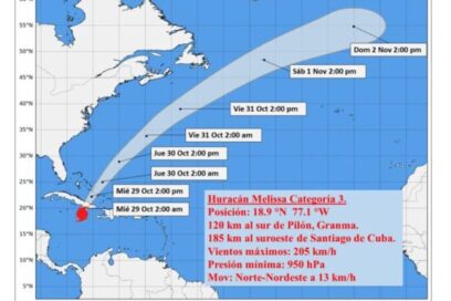 AVISO 21 (9 PM) Melissa se dirige a costa sur oriental (+video)