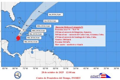 Aviso 19: Melissa penetrando por el sur de Jamaica (Martes 28 -12 m)