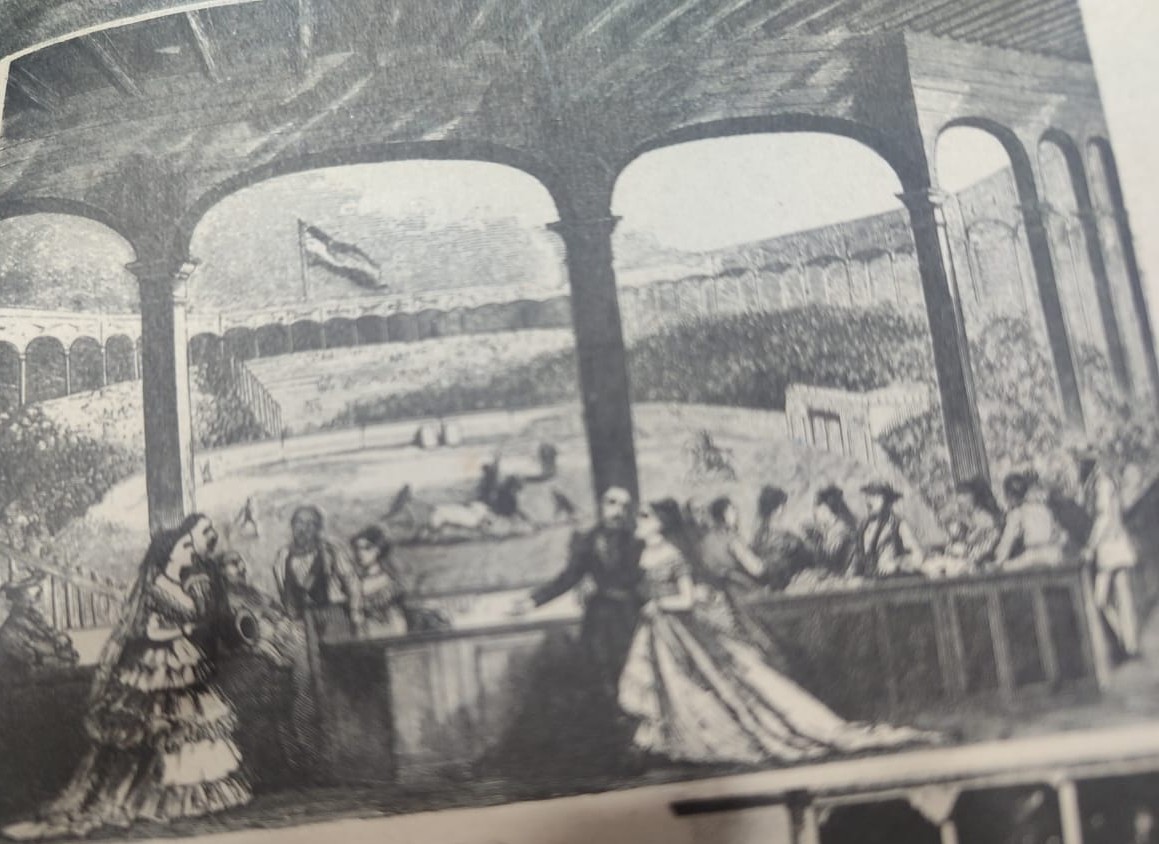 Plaza que existía en Belascoain en una corrida de 1866.