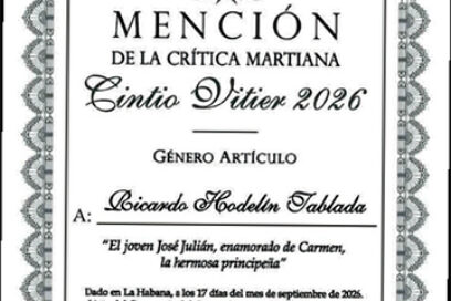 Premios Nacionales de la Crítica Martiana Cintio Vitier 2026