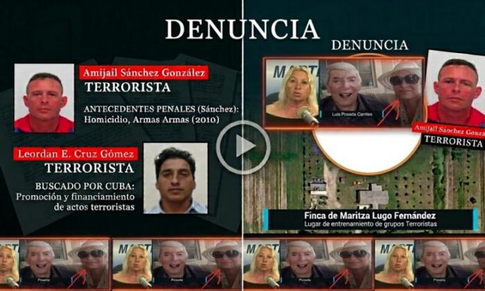 Material de la investigación: Amijail Sánchez González y Leordan Cruz Gómez, señalados como terroristas, y la finca de Maritza Lugo Fernández en EE.UU. usada como lugar de entrenamiento. Foto: Razones de Cuba